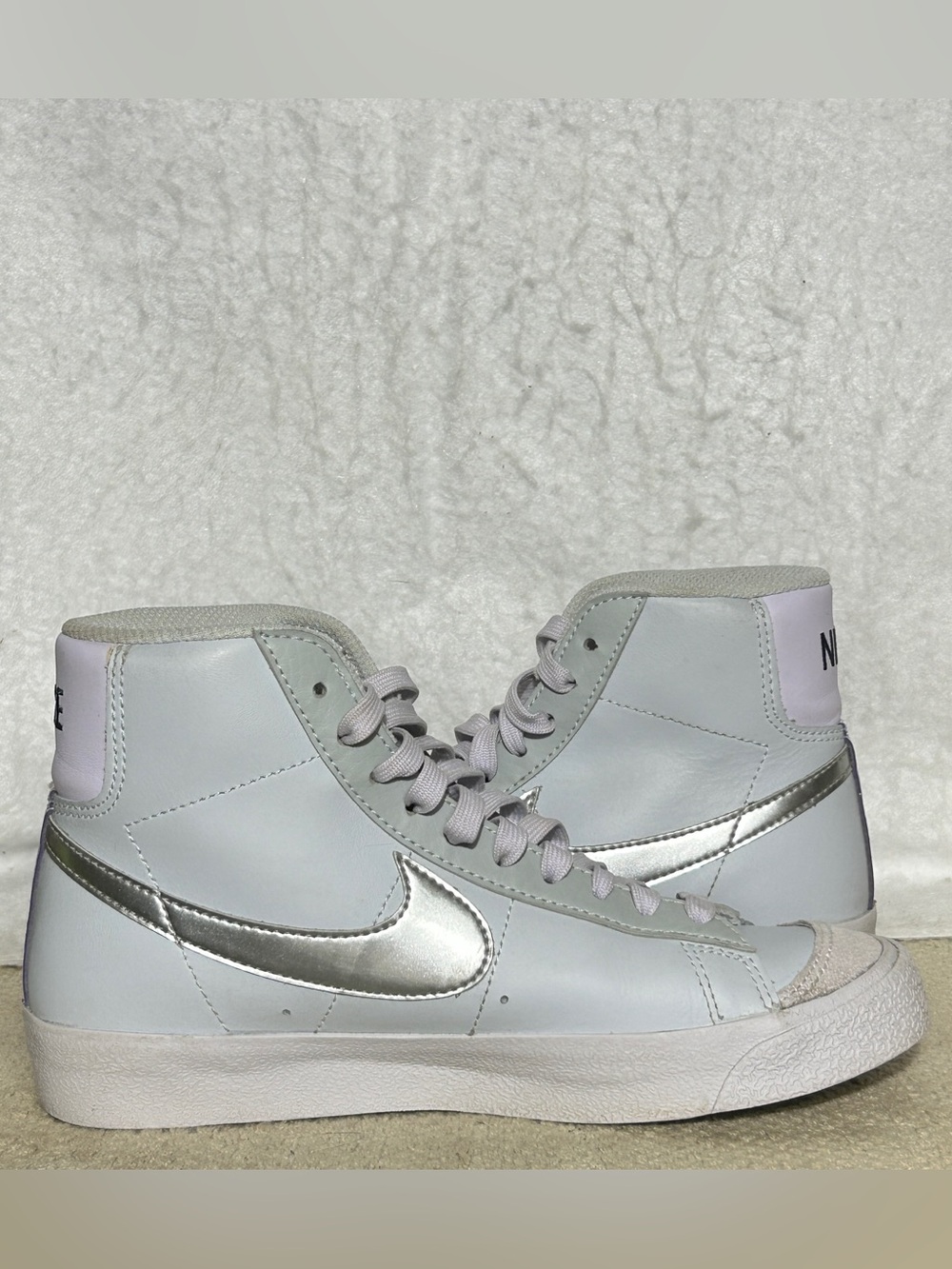 Nike Youth Blue/Silver GS Blazer Mid 77 Leather Sneakers Shoes SZ 4Y - Picture 6 of 12